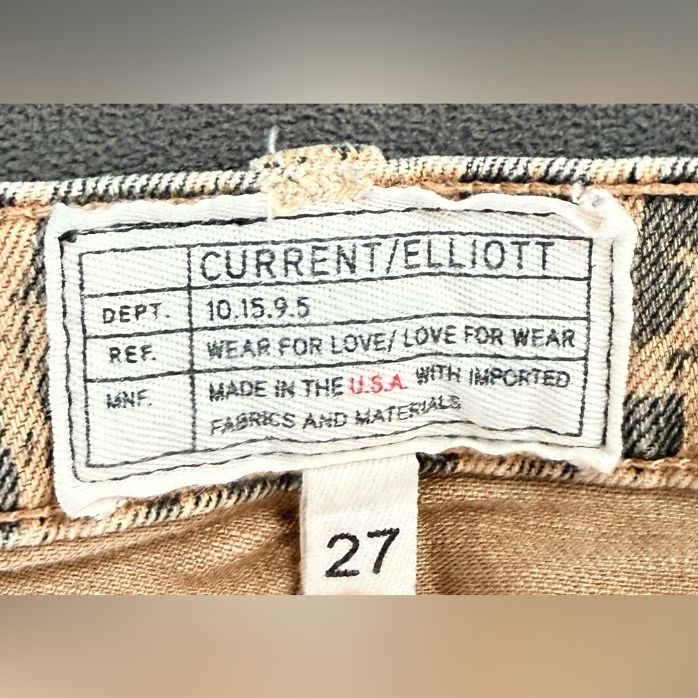 current Elliott leopard jeans size 27. Waist is 15” and inseam is 26”. - Picture 3 of 8